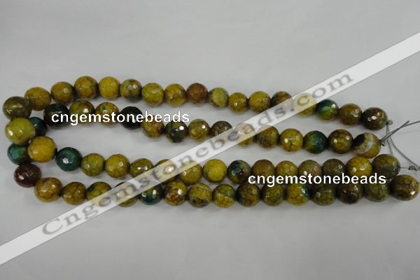 CAG4541 15.5 inches 12mm faceted round fire crackle agate beads