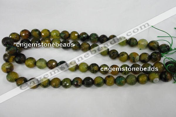 CAG4542 15.5 inches 12mm faceted round fire crackle agate beads