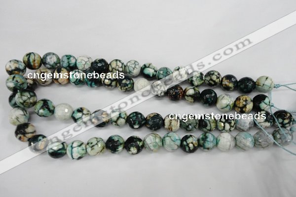 CAG4545 15.5 inches 12mm faceted round fire crackle agate beads