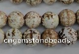 CAG4546 15.5 inches 12mm faceted round fire crackle agate beads