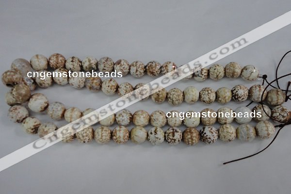 CAG4546 15.5 inches 12mm faceted round fire crackle agate beads