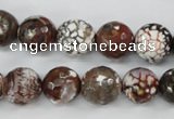 CAG4547 15.5 inches 12mm faceted round fire crackle agate beads