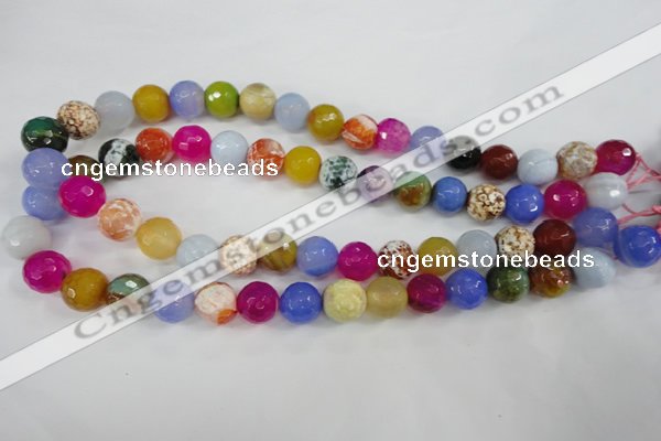 CAG4549 15.5 inches 12mm faceted round fire crackle agate beads