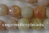 CAG4555 15.5 inches 14mm faceted round fire crackle agate beads