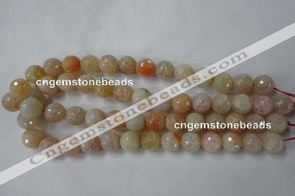 CAG4555 15.5 inches 14mm faceted round fire crackle agate beads