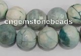 CAG4556 15.5 inches 14mm faceted round fire crackle agate beads