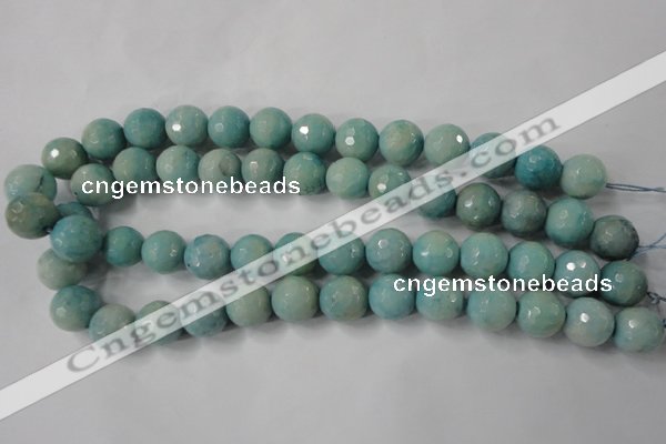 CAG4557 15.5 inches 14mm faceted round fire crackle agate beads