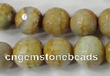 CAG4558 15.5 inches 14mm faceted round fire crackle agate beads