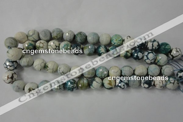 CAG4562 15.5 inches 14mm faceted round fire crackle agate beads