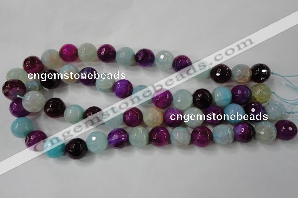 CAG4563 15.5 inches 14mm faceted round fire crackle agate beads