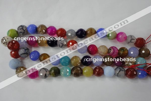 CAG4564 15.5 inches 14mm faceted round fire crackle agate beads