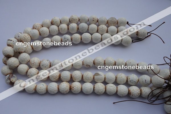 CAG4569 15.5 inches 13mm - 14mm faceted round fire crackle agate beads