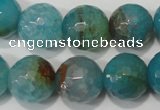 CAG4571 15.5 inches 16mm faceted round fire crackle agate beads