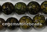 CAG4572 15.5 inches 16mm faceted round fire crackle agate beads