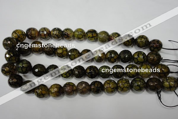 CAG4572 15.5 inches 16mm faceted round fire crackle agate beads