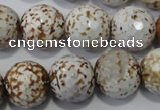 CAG4573 15.5 inches 16mm faceted round fire crackle agate beads