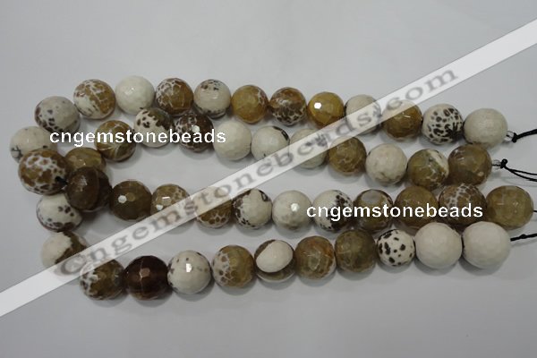 CAG4574 15.5 inches 16mm faceted round fire crackle agate beads