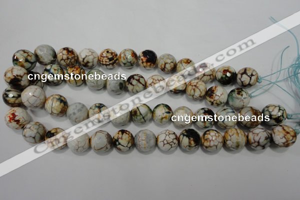 CAG4575 15.5 inches 16mm faceted round fire crackle agate beads