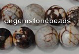 CAG4576 15.5 inches 16mm faceted round fire crackle agate beads