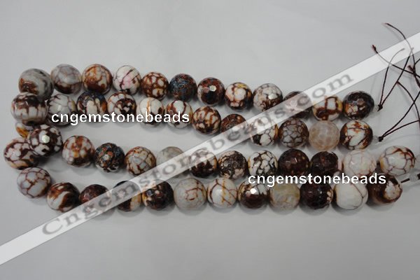 CAG4576 15.5 inches 16mm faceted round fire crackle agate beads