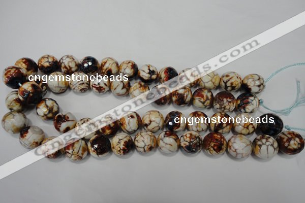 CAG4577 15.5 inches 16mm faceted round fire crackle agate beads