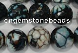 CAG4578 15.5 inches 16mm faceted round fire crackle agate beads