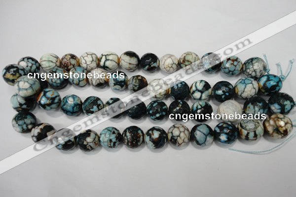 CAG4578 15.5 inches 16mm faceted round fire crackle agate beads