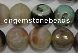 CAG4581 15.5 inches 16mm faceted round fire crackle agate beads