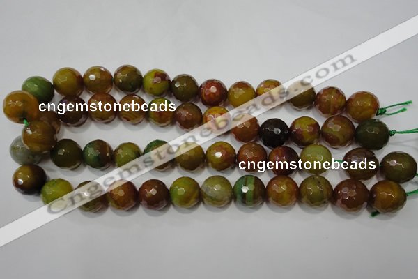 CAG4582 15.5 inches 16mm faceted round fire crackle agate beads