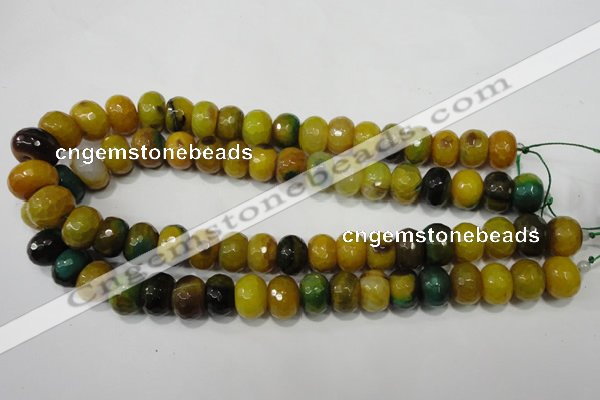 CAG4596 15.5 inches 10*14mm faceted rondelle agate beads wholesale