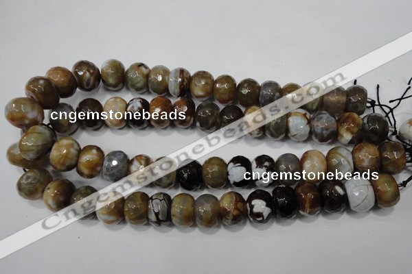 CAG4598 15.5 inches 12*16mm faceted rondelle fire crackle agate beads