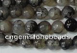 CAG4600 15.5 inches 4mm faceted round fire crackle agate beads