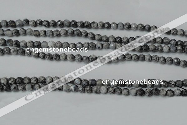 CAG4601 15.5 inches 4mm faceted round fire crackle agate beads