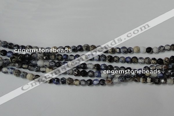 CAG4602 15.5 inches 4mm faceted round fire crackle agate beads