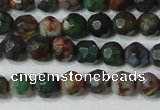 CAG4603 15.5 inches 4mm faceted round fire crackle agate beads