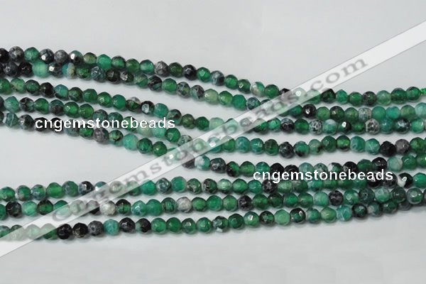 CAG4606 15.5 inches 4mm faceted round fire crackle agate beads