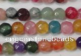 CAG4608 15.5 inches 4mm faceted round fire crackle agate beads