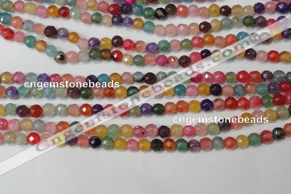 CAG4608 15.5 inches 4mm faceted round fire crackle agate beads