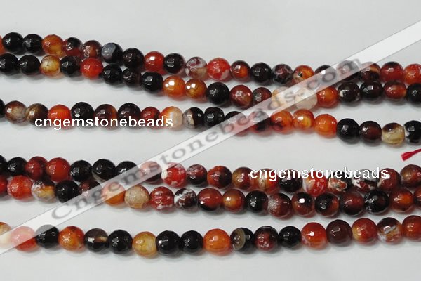 CAG4616 15.5 inches 6mm faceted round fire crackle agate beads