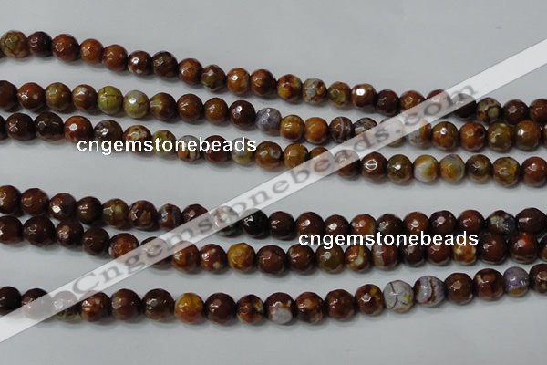 CAG4617 15.5 inches 6mm faceted round fire crackle agate beads