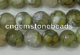 CAG4627 15.5 inches 6mm faceted round fire crackle agate beads