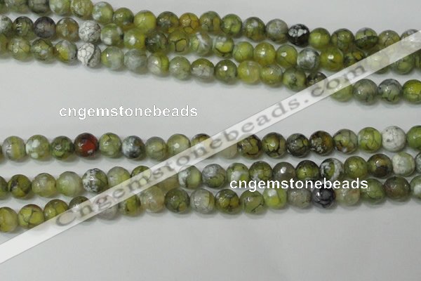 CAG4627 15.5 inches 6mm faceted round fire crackle agate beads