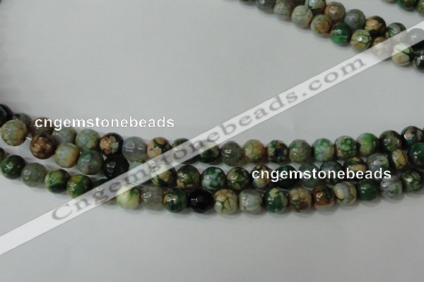 CAG4628 15.5 inches 6mm faceted round fire crackle agate beads