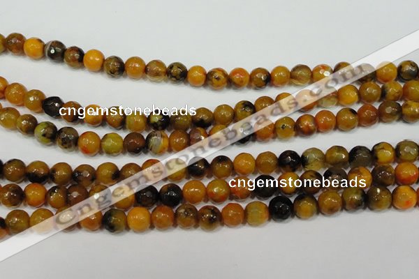 CAG4630 15.5 inches 6mm faceted round fire crackle agate beads