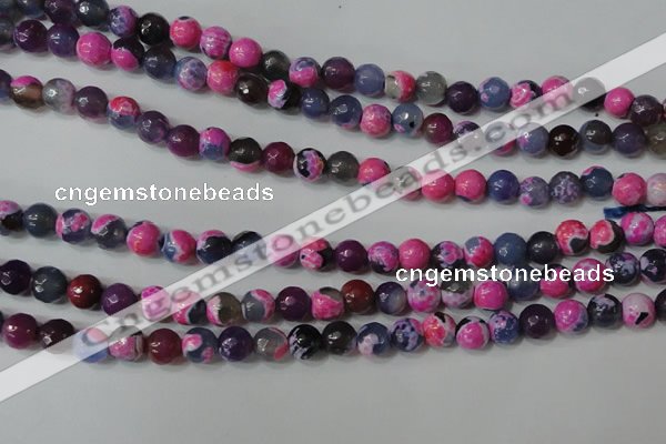 CAG4634 15.5 inches 6mm faceted round fire crackle agate beads