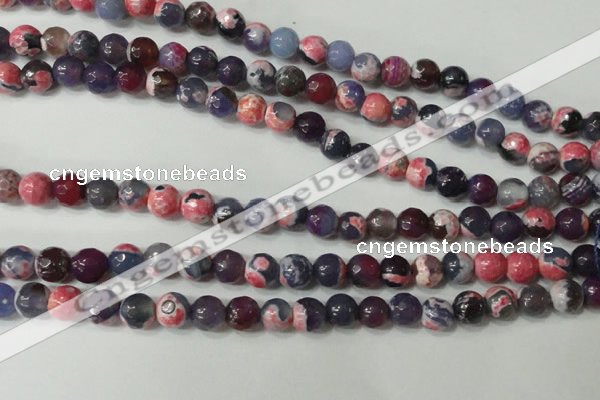 CAG4635 15.5 inches 6mm faceted round fire crackle agate beads