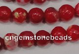 CAG4640 15.5 inches 6mm faceted round fire crackle agate beads