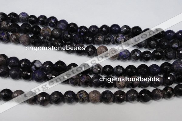 CAG4647 15.5 inches 8mm faceted round fire crackle agate beads