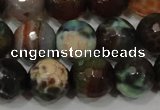 CAG4653 15.5 inches 8mm faceted round fire crackle agate beads