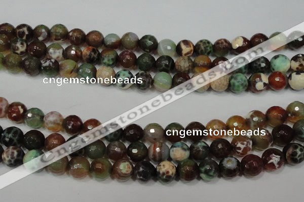 CAG4653 15.5 inches 8mm faceted round fire crackle agate beads